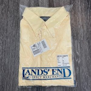 NWT Land's End 16-16.5 Yellow Linen Short Sleeve Button Down